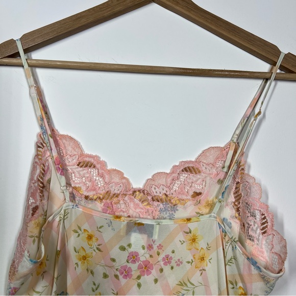 Vintage 90s Y2K Silk Lace Floral Mini Slip Dress - Picture 4 of 5